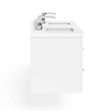 60in White Dual Sink Floating Wall