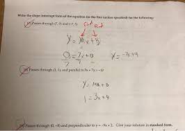 Slope Intercept Form Of The Equation