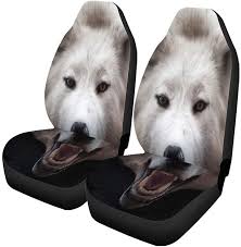 Set Of 2 Car Seat Covers Mouth Wolf