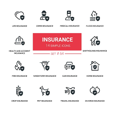 Insurance Concept Line Design Icons