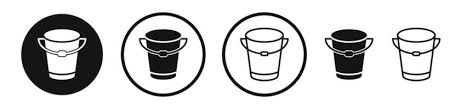 Bucket Icon Set Plastic Water And