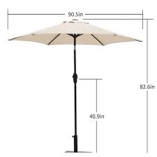 7 1 2 Ft Steel Push Up Patio Umbrella In Beige
