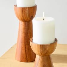 Pure Wood Pillar Candle Holders West Elm