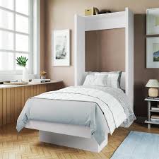 White Wood Frame Twin Murphy Bed