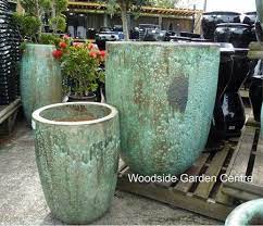Tall Opal Green Glazed Pot Planters