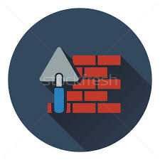 Icon Of Brick Wall With Trowel Vector