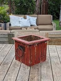 Rustic Wooden Box Planter In Maroon For