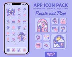 Cute Purple And Pink App Icon Pack Ios