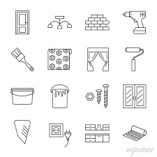 Building Materials And Tools Icon Set