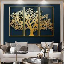 3 Pieces Modern 3d Metal Tree Wall