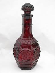 Ruby Red Glass Decanter Bottles