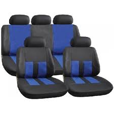 Blue Leather Look Seat Cover Set