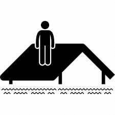 Emergency Flood House Man Roof Top