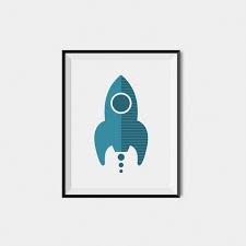Rocket Ship Nursery Art Boy Nursery
