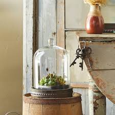 Rustic Brown Glass And Wood Bell Shape