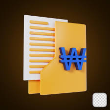 Premium Psd Won Financial Folder 3d