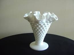 Fenton Milk Glass Hobnail Vase With