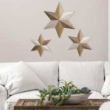 Elements 3 Piece Wooden Farmhouse Star Wall Art Set Neutral