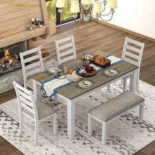 Urtr 6 Pieces Wood Top Dining Table Set