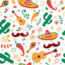 Mexican Party Icon Seamless Pattern
