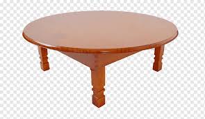 Round Brown Wooden Coffee Table