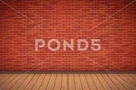 Red Brick Wall Room Vector Graphic
