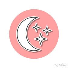 Moon And Stars Sticker Icon Simple