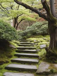 A Path In A Japanese Garden With A Tree