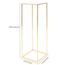 Gold Metal Geometric Vase Column Stand