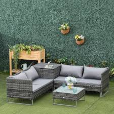 4 Pcs Garden Rattan Wicker Outdoor