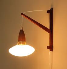 Hard Wood Swing Arm Wall Lamp Light