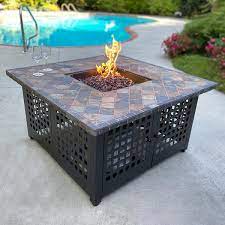 Elizabeth Lp Gas Outdoor Fire Pit With Slate Tile Mantel 42