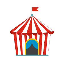 Vintage Circus Tent Flat Icon Isolated