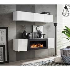 White Small Wall Set With Fireplace
