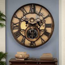 Steampunk Clock On Metallic Wall