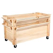 Wooden Raised Garden Bed With Wheels Planter Box For Patio Yard Greenhouse