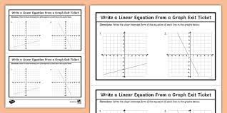 Linear Equation From A Graph Exit Ticket