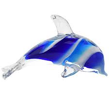 Blue Glass Dolphin Figure Or Ornament