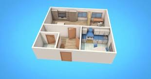 3d House Room Top View Stock