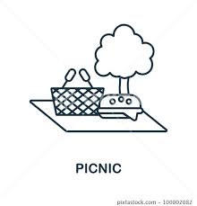 Picnic Line Icon Monochrome Simple