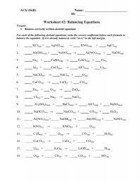 Worksheet 2 Balancing Equations Ach Ach