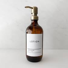 Amber Glass Lotion Dispenser Bottle