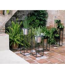 Plant Stand Metal Black And Silver