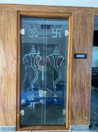 Hinged Pooja Door Glass Design For