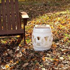 White Chinese Ceramic Drum Lucky Coins