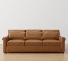 York Roll Arm Leather Deep Seat Grand Sofa 98 2 Seater Polyester Wrapped Cushions Keystone Sandstone Pottery Barn