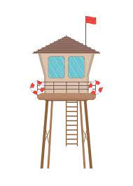 Wooden Lifeguard House In Flat Design