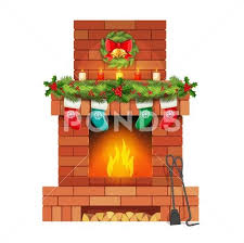 Brick Fireplace With Holiday