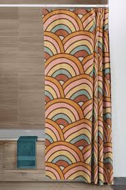 Retro Boho Rainbow Shower Curtain With