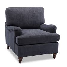 Navy Polyester English Roll Arms Chair